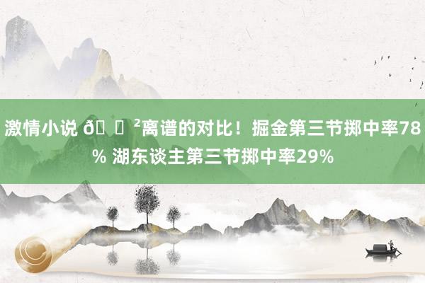 激情小说 😲离谱的对比！掘金第三节掷中率78% 湖东谈主第三节掷中率29%