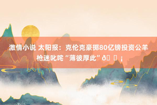 激情小说 太阳报：克伦克豪掷80亿镑投资公羊 枪迷叱咤“薄彼厚此”😡